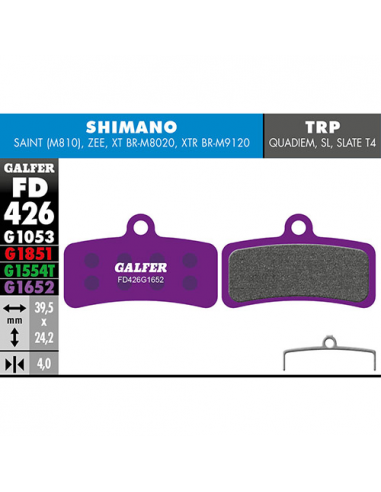 Pastillas GALFER Shimano 4 pistones moradas